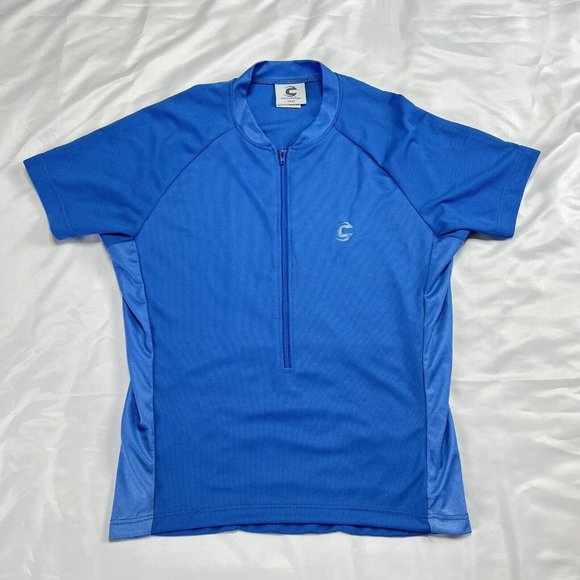 Cannondale Tops - Cannondale Womens Chrono Cycling Jersey 3/4 Zip Short Sleeve Blue Size Small